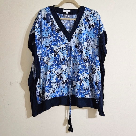Charter Club Cinch-Waist Printed Poncho Top - Picture 1 of 6